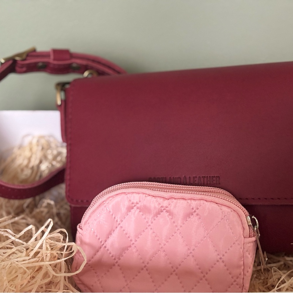Diamond quilted double zippered nylon pouch aka treasure pouch.